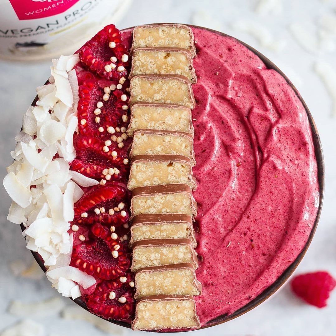 Banana Raspberry Protein Nicecream Bowl