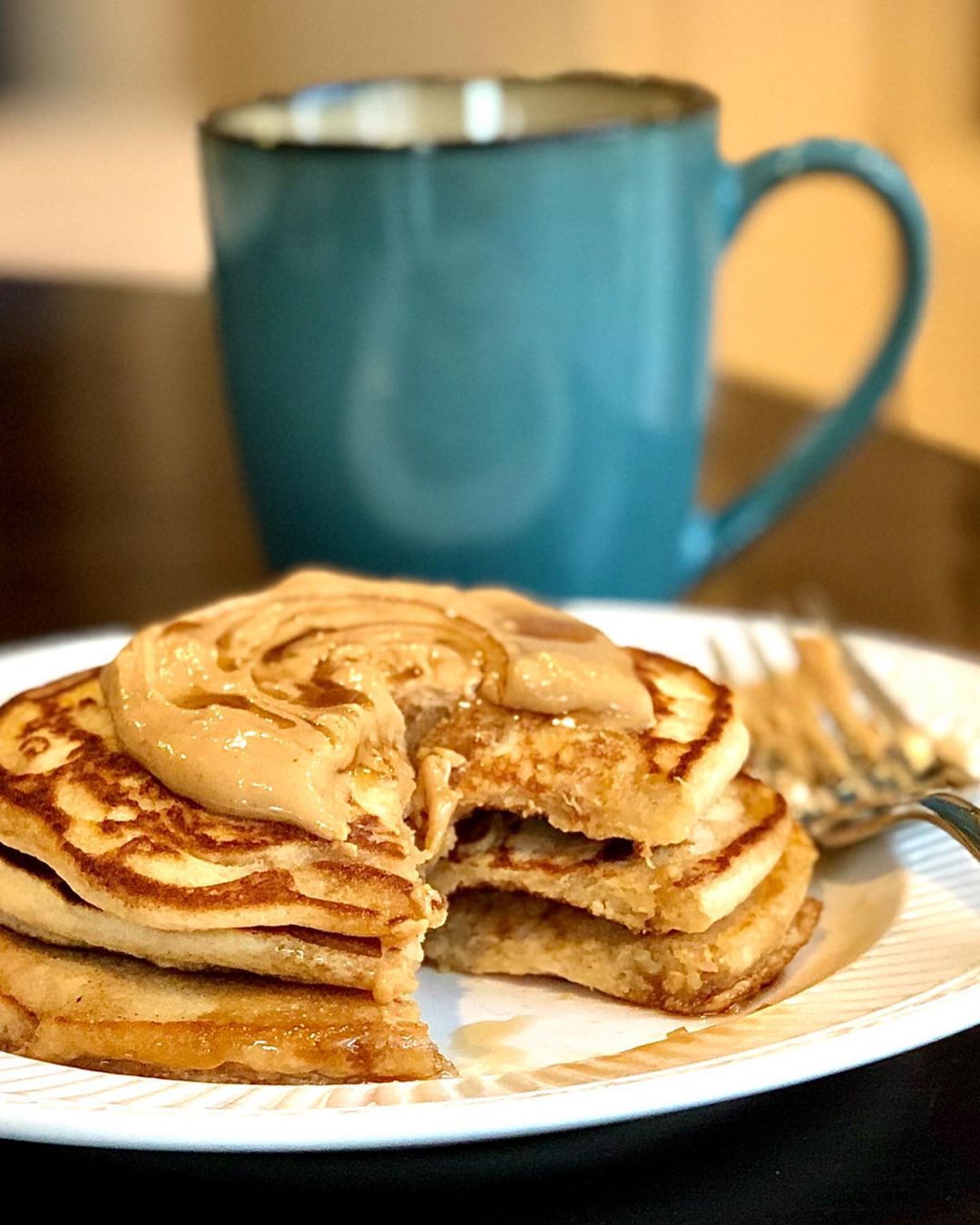 Warm Vegan Peanut Butter Pancakes Stack
