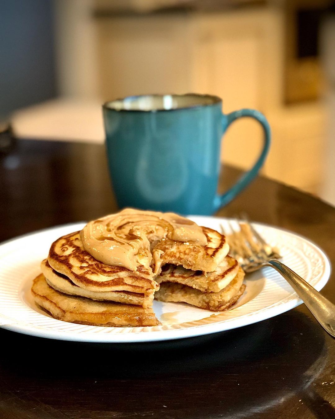 Warm Vegan Peanut Butter Pancakes Stack