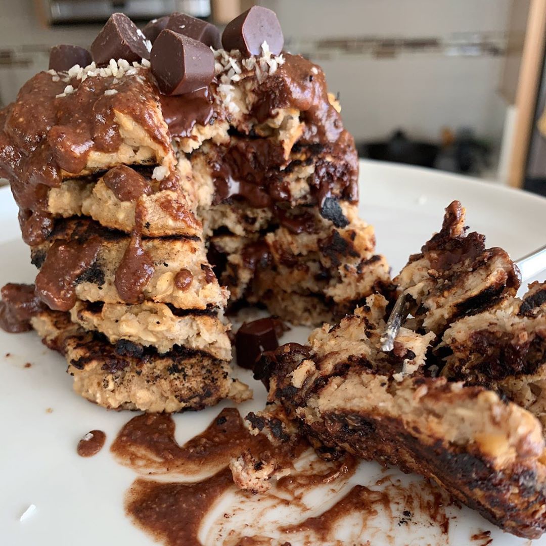 Peanut Butter Chocolate Blender Pancakes