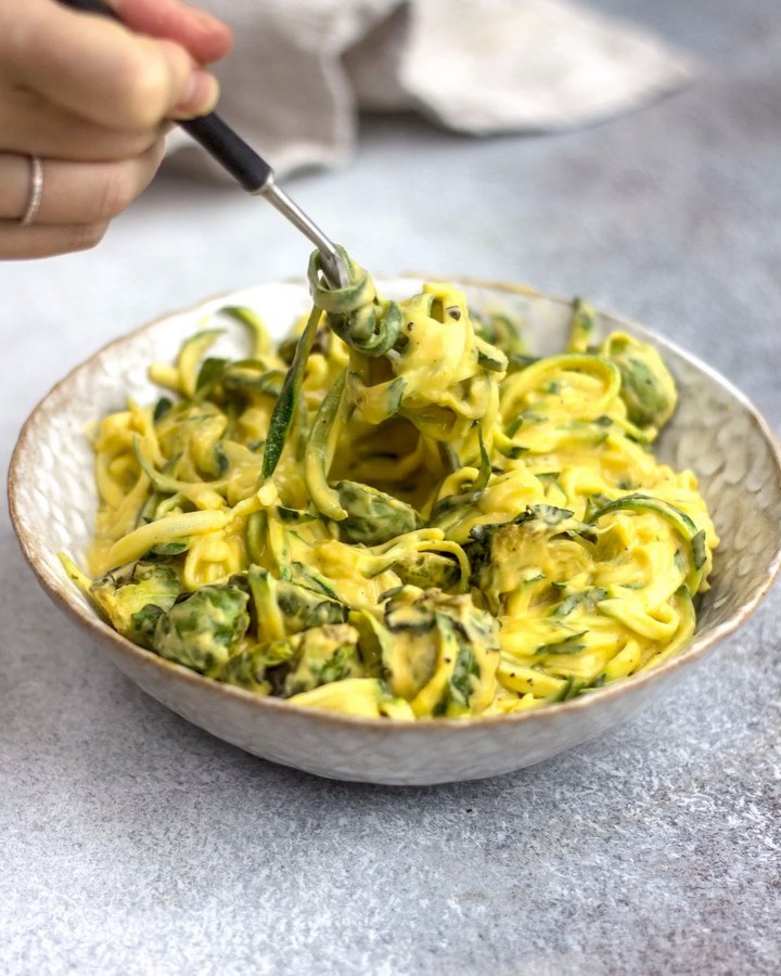 Creamy Cheesy Courgette and Brussels Sprout Spaghetti