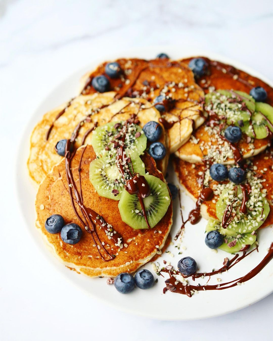 Vegan Banana Pancakes with Fresh Fruit Toppings