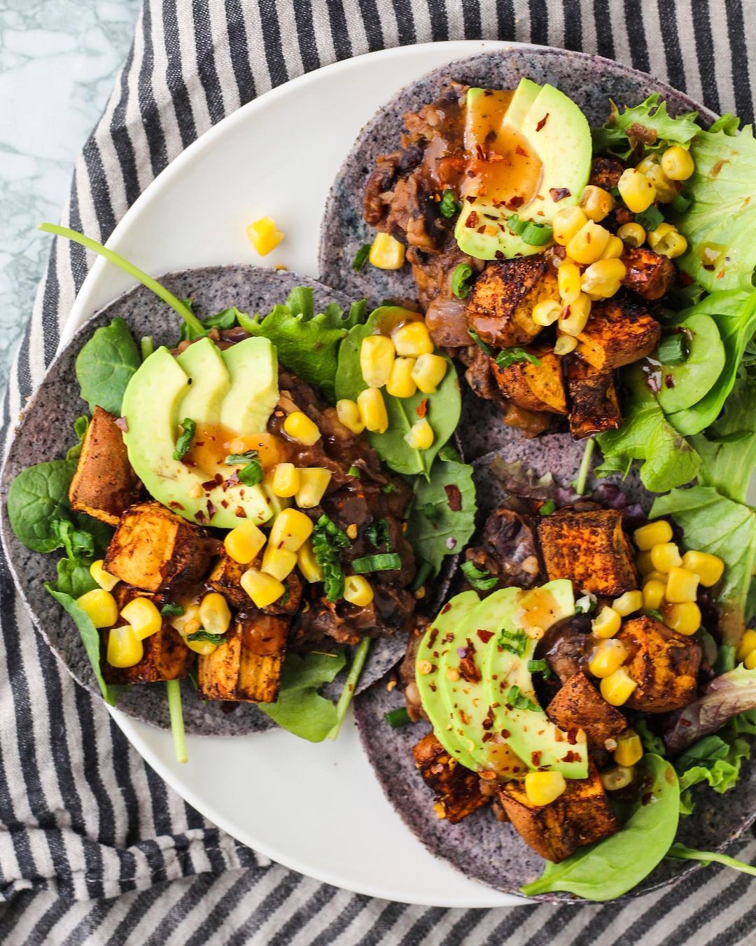 Refried Black Bean Tacos with Sweet Potato