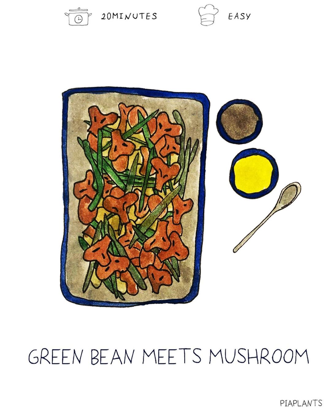 Simple Green Beans with Mushrooms and Herbs