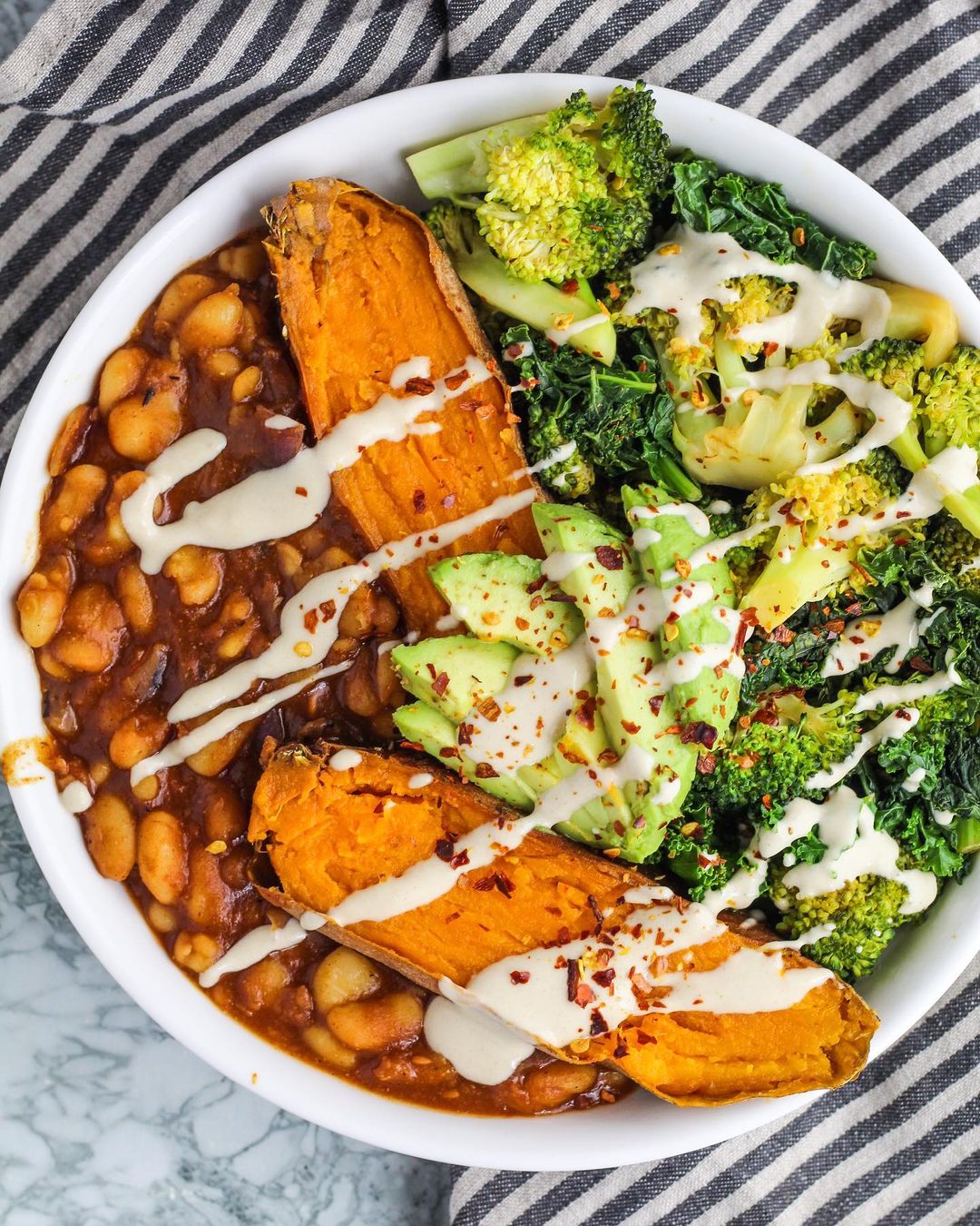 BBQ Cannellini Beans with Baked Sweet Potato