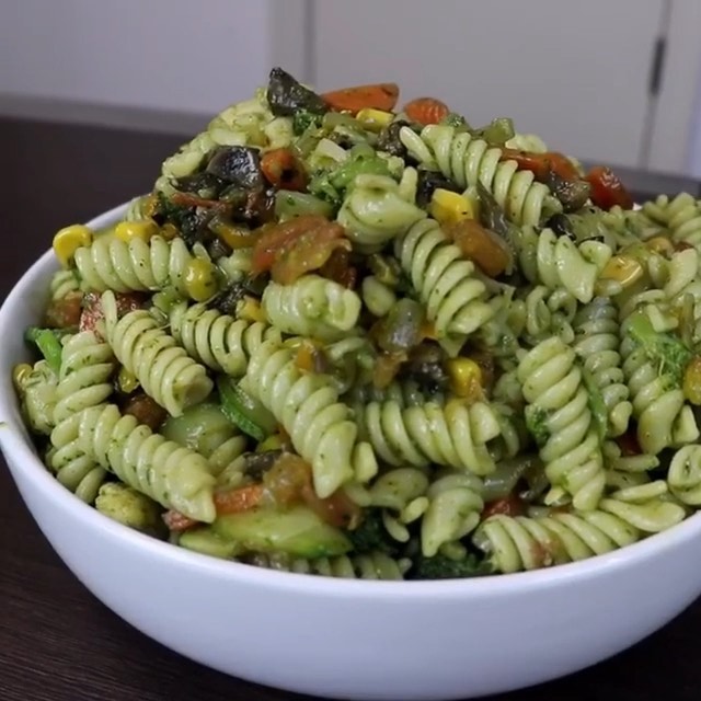Roasted Vegetable Cilantro Pasta with Lime