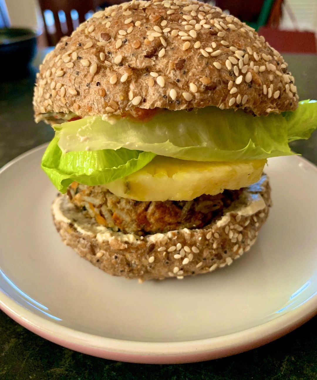Vegan Lentil Burger with Veggies