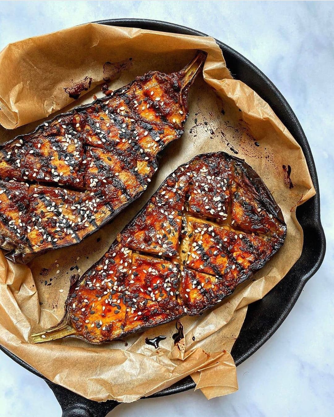 Roasted Eggplant with Peanut Butter Glaze