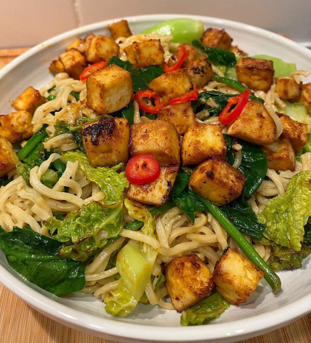 Tofu with Creamy Coconut Noodles