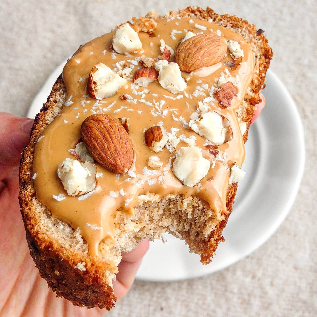 Peanut Butter and Almonds Banana Bread Toast