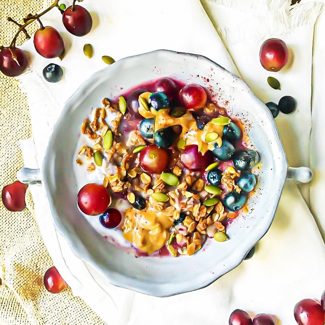 Loaded Peanut Butter and Jelly Oat Bowl