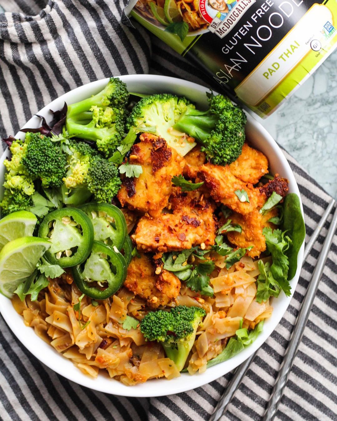 Peanut Tempeh Pad Thai Dish