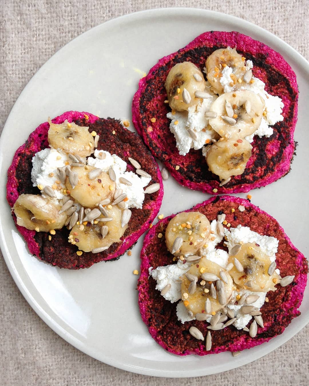 Banana Bread Pancakes with Cream Cheese and Bananas