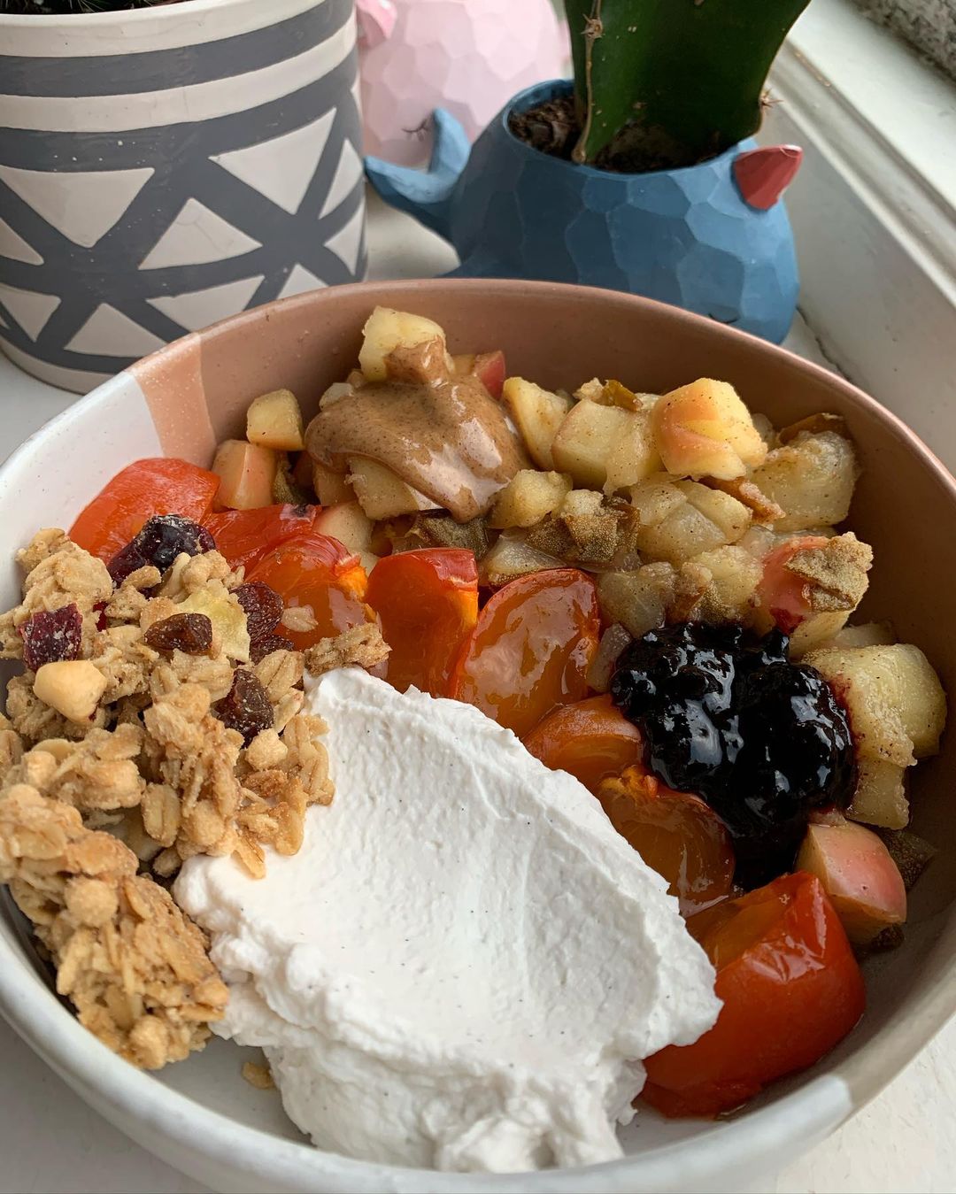 Stewed Spiced Maple Fruit and Yogurt Bowl