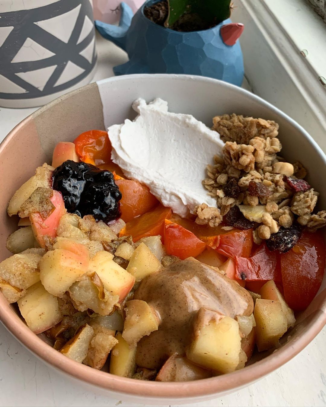Stewed Spiced Maple Fruit and Yogurt Bowl