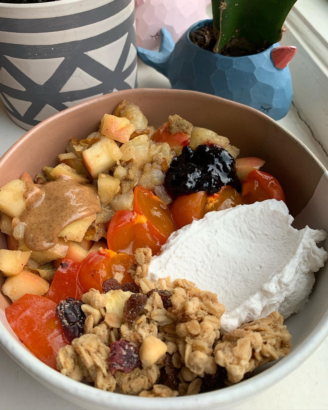 Stewed Spiced Maple Fruit and Yogurt Bowl