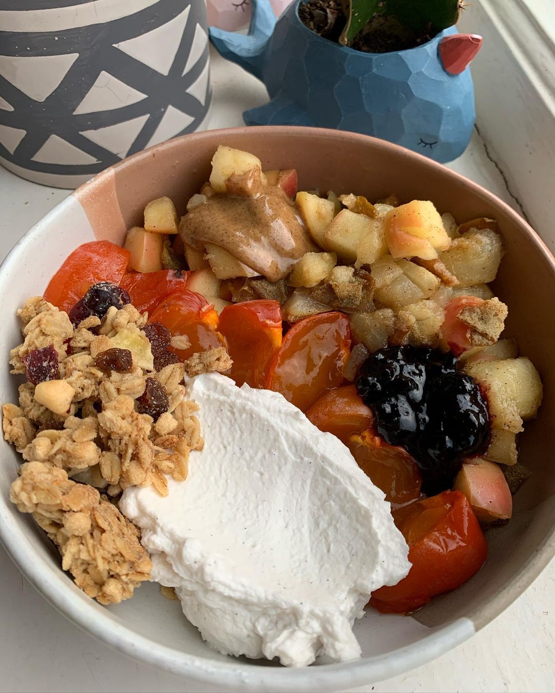 Stewed Spiced Maple Fruit and Yogurt Bowl