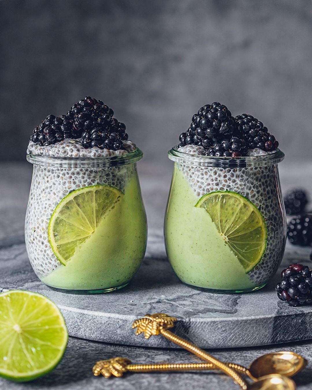Chia Pudding with Vegan Matcha &Lime Panna Cotta