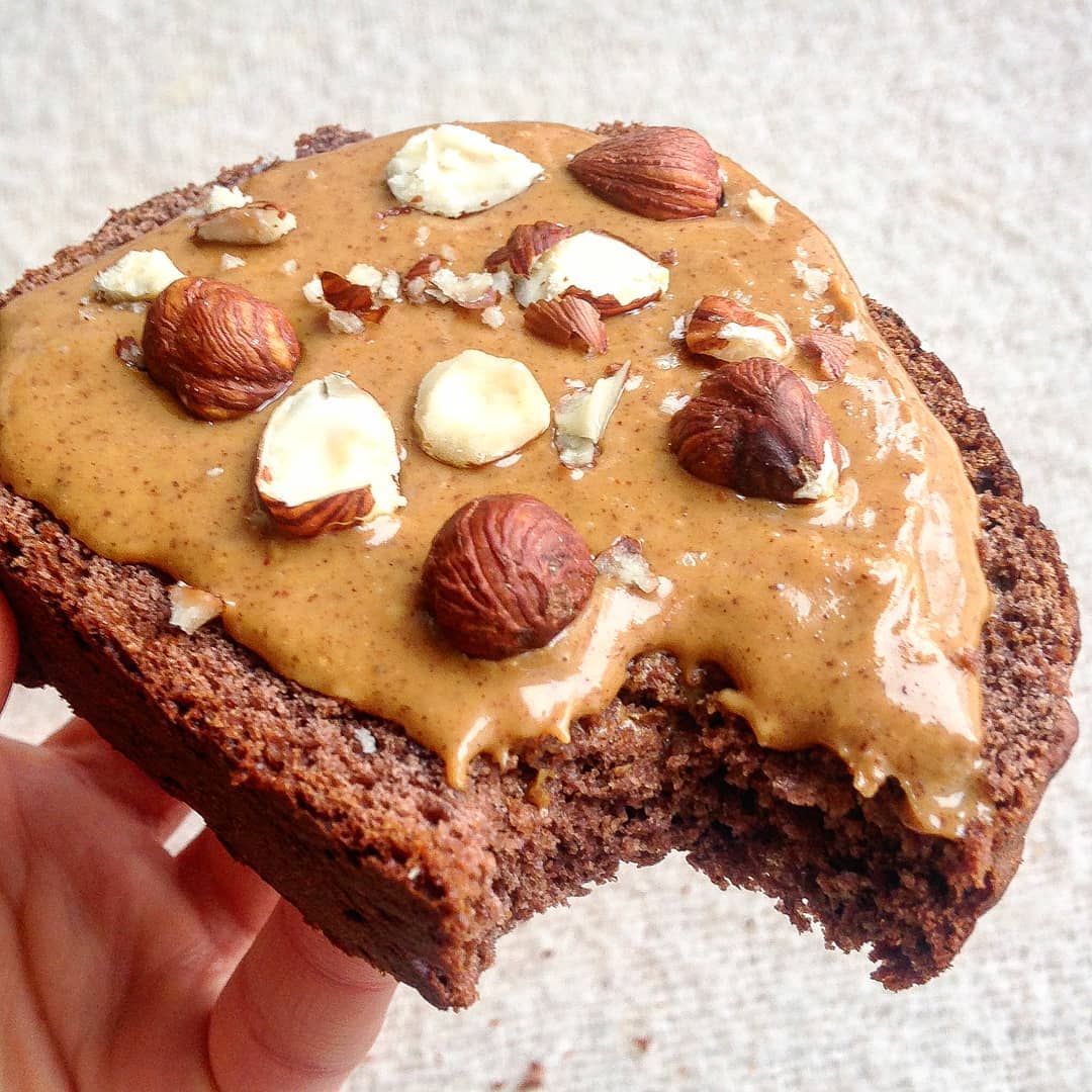 Chocolate Banana Bread Toast with Peanut Butter and Hazelnuts