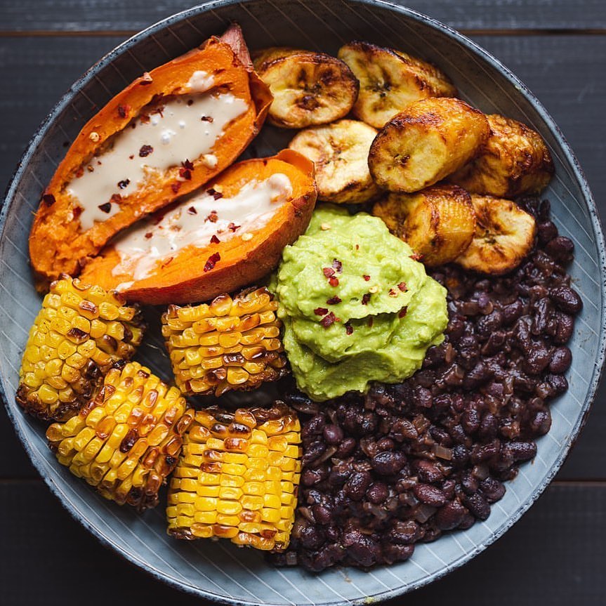 Delicious Loaded Bowl with Sweet Potato and Beans