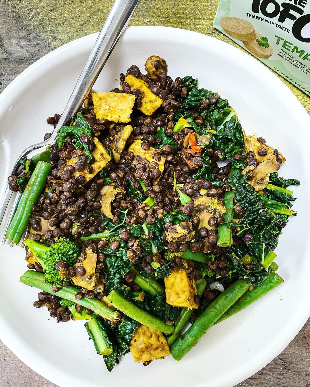 Peanut Tempeh and Lentil Stir Fry