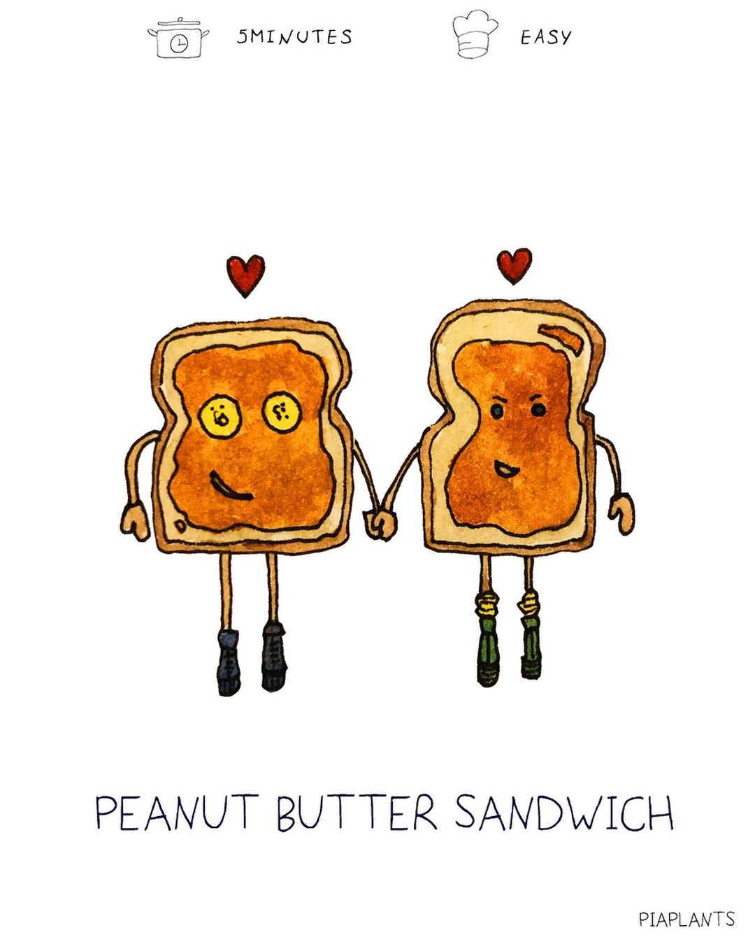 Minimal and Easy Peanut Butter Banana Sandwich
