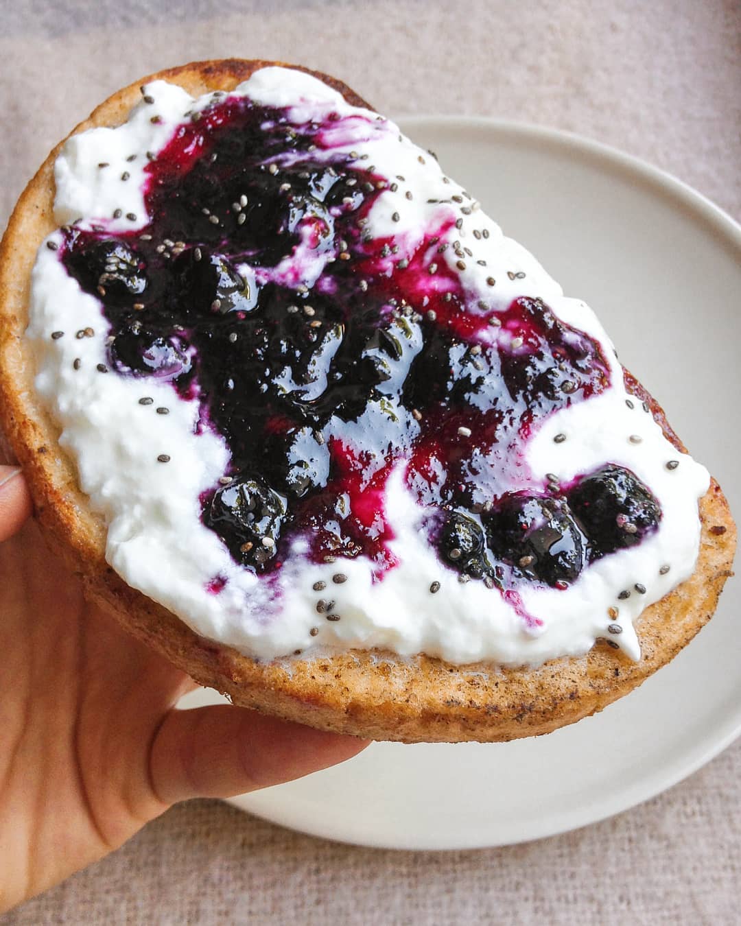 French Toast with Yogurt, Chia, and Blueberries