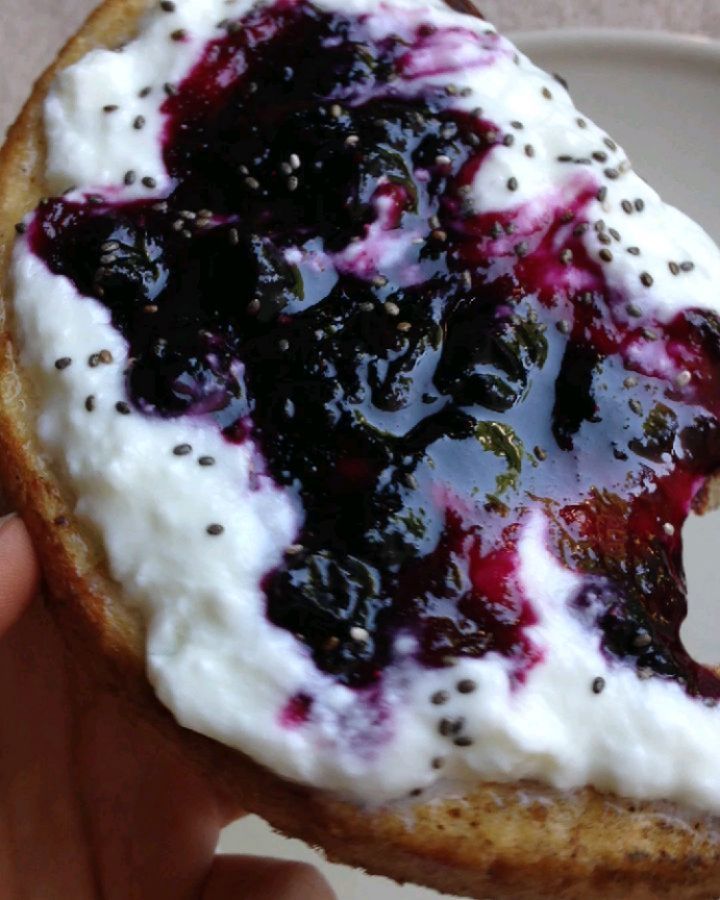 French Toast with Yogurt, Chia, and Blueberries