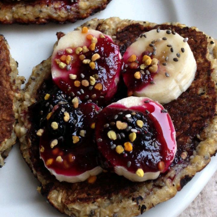 Banana Bread Pancakes with Bananas and Jam