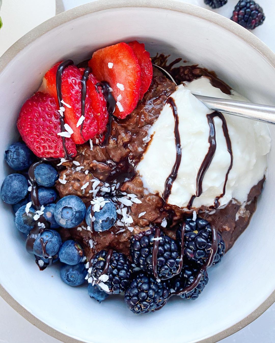 Chocolate Zucchini Oats Porridge with Yogurt