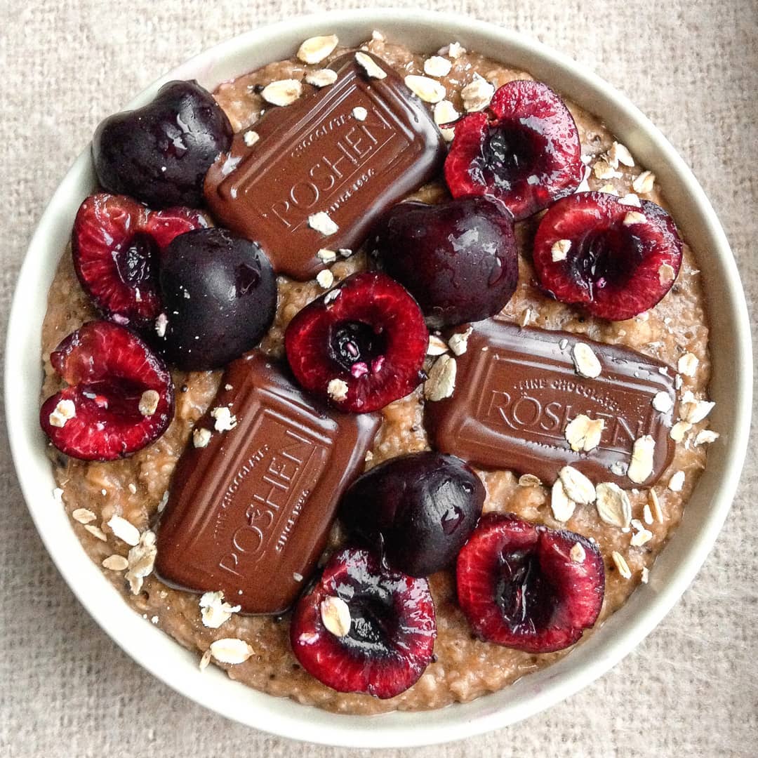 Chocolate Cherry Oatmeal Breakfast Bowl