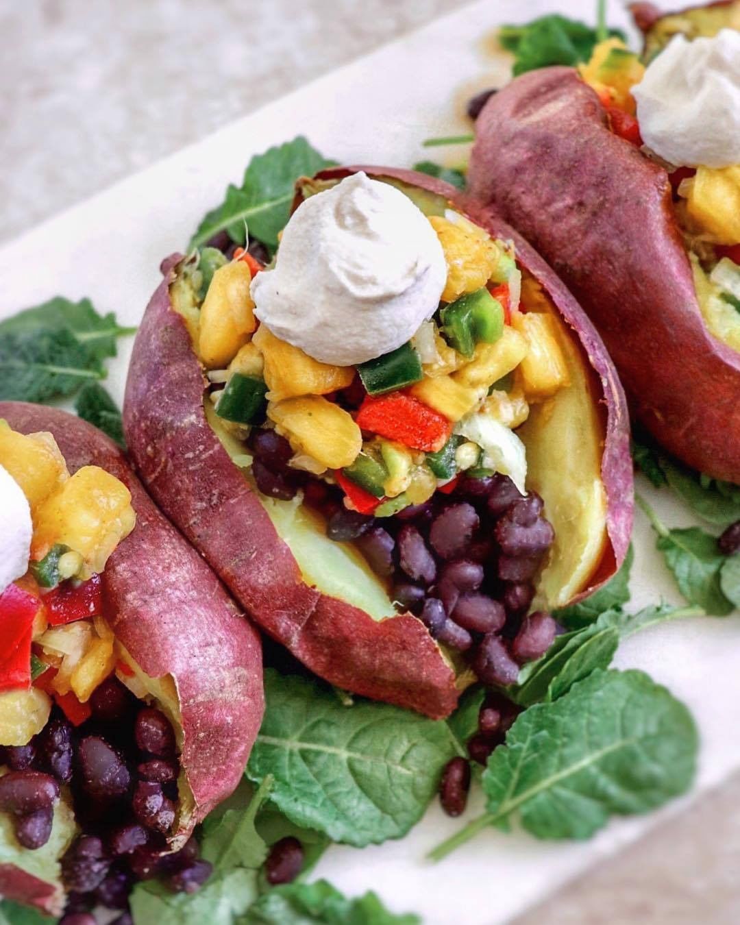 Sweet and Spicy Stuffed Japanese Sweet Potatoes