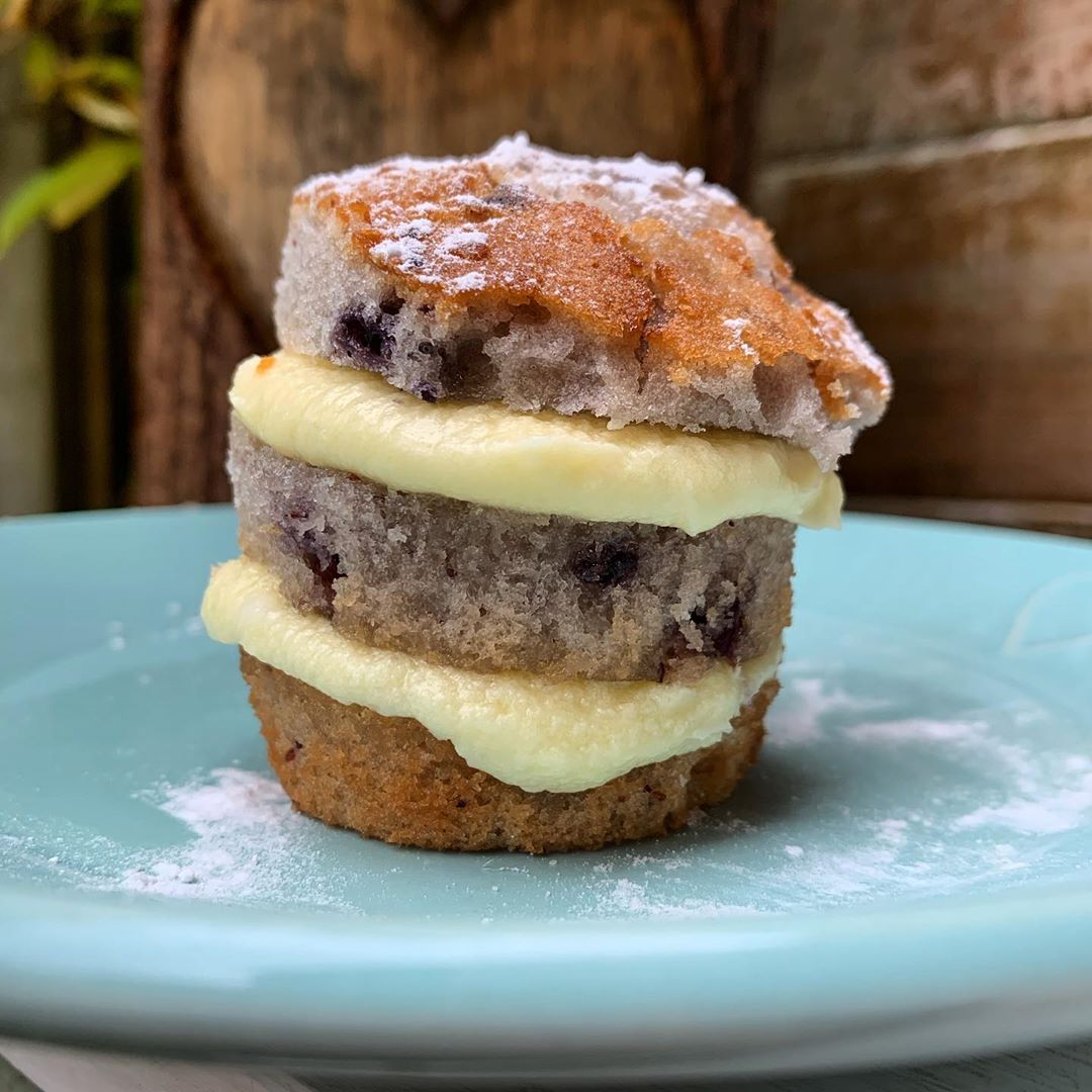 Blueberry and Cream Muffin Stack