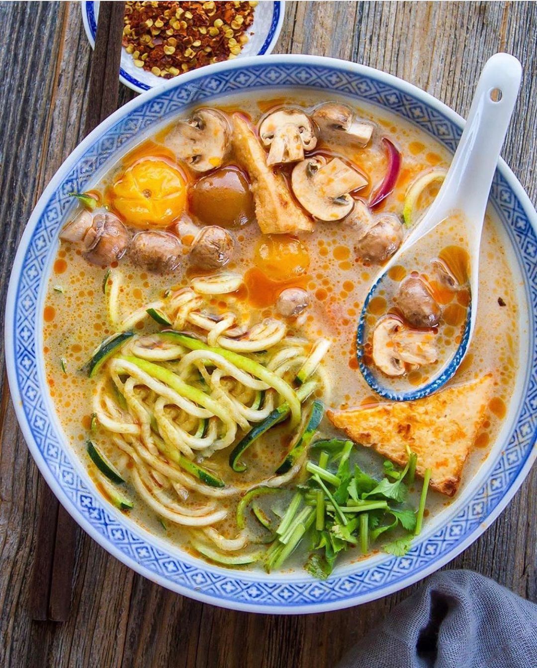Tom Yum Soup with Zucchini Noodles