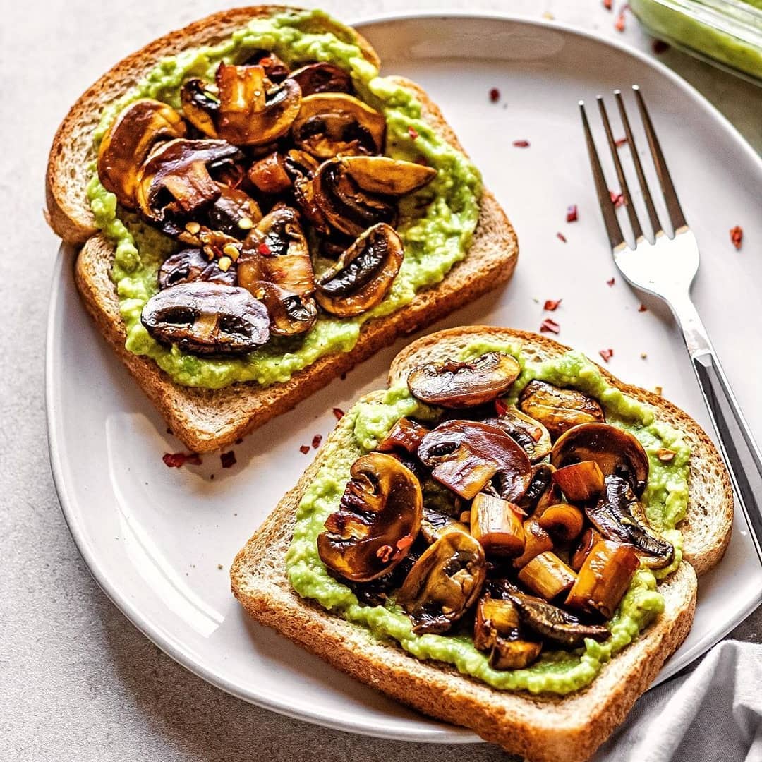 Avocado and Mushroom Toast with Garlic and Soy