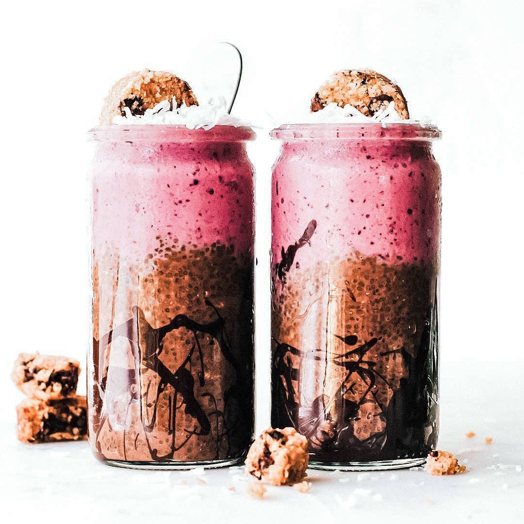 Cookie Topped Chocolate Cherry Chia Treat
