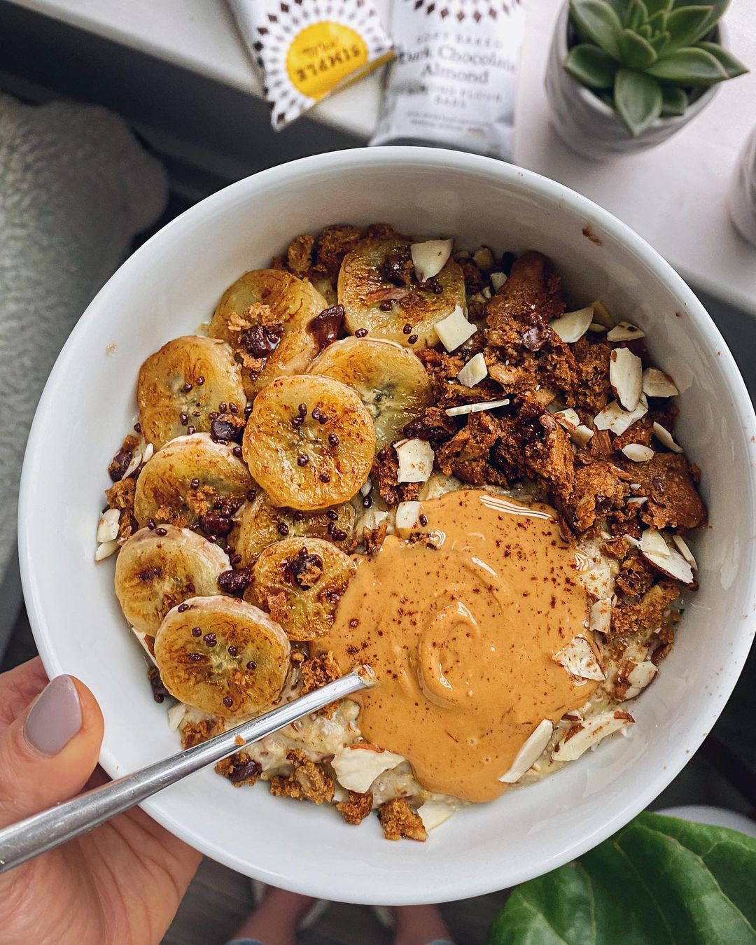 Caramelized Banana Peanut Butter Overnight Oatmeal