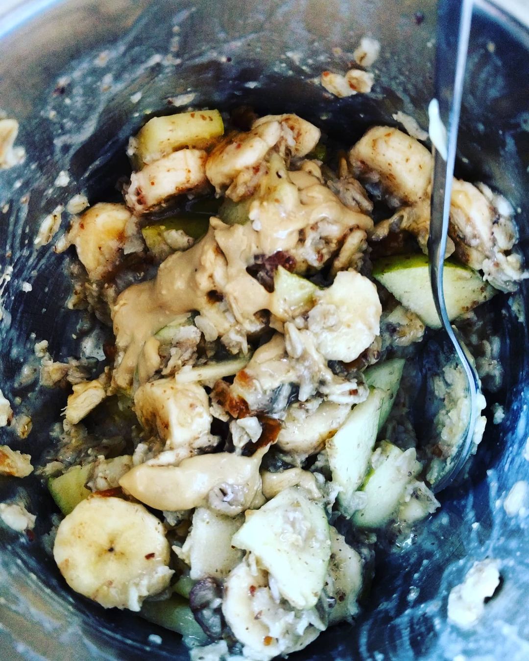 Healthy Porridge with Banana, Apple, and Peanut Butter