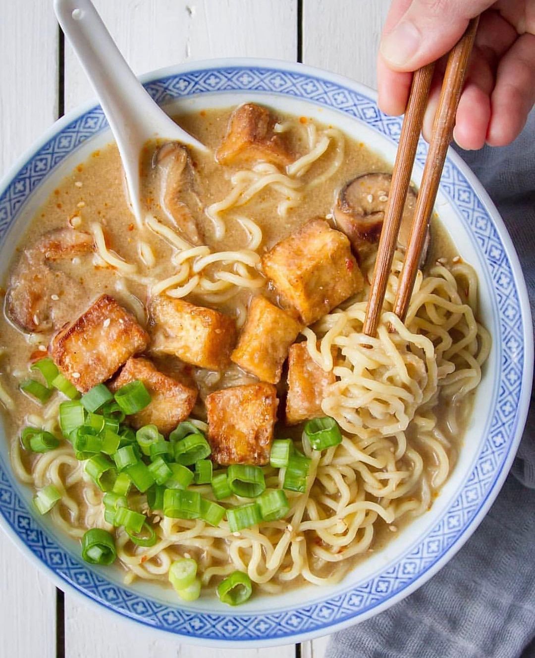 Creamy Ramen Bowl with Crispy Tofu