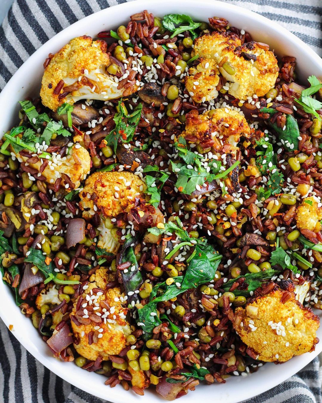 Simple Mushroom Rice Stir Fry Dish