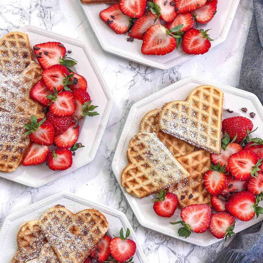 Sweet Vanilla Waffles and Strawberries