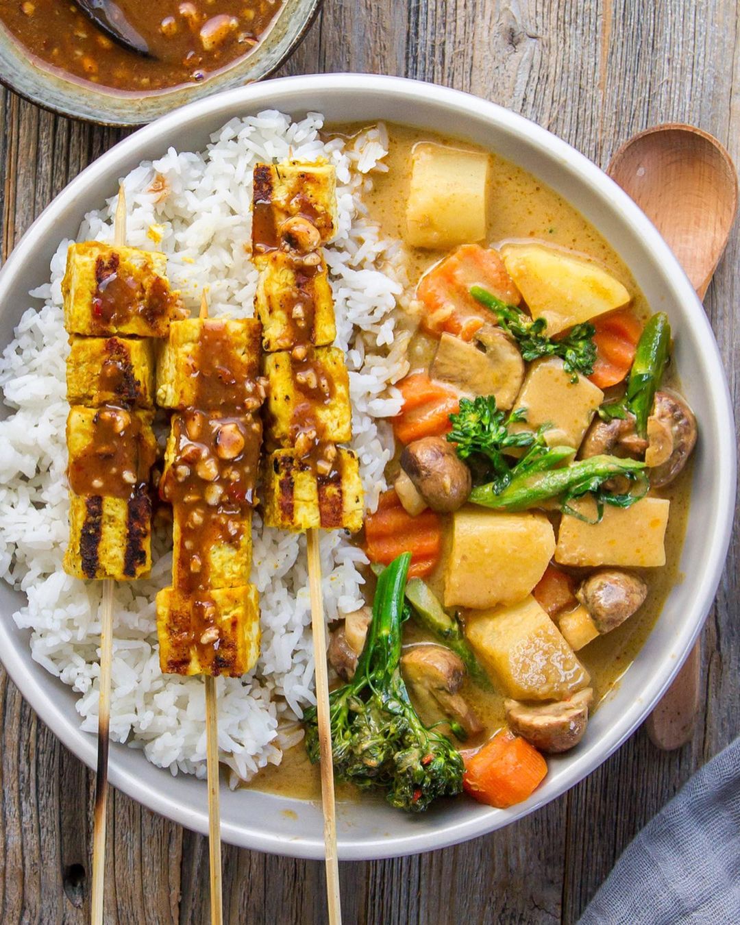 Tofu Satay and Yellow Curry Bowl
