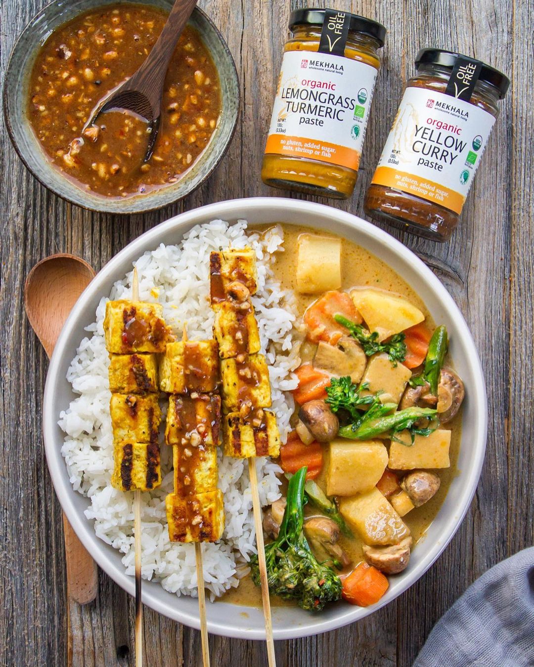Tofu Satay and Yellow Curry Bowl