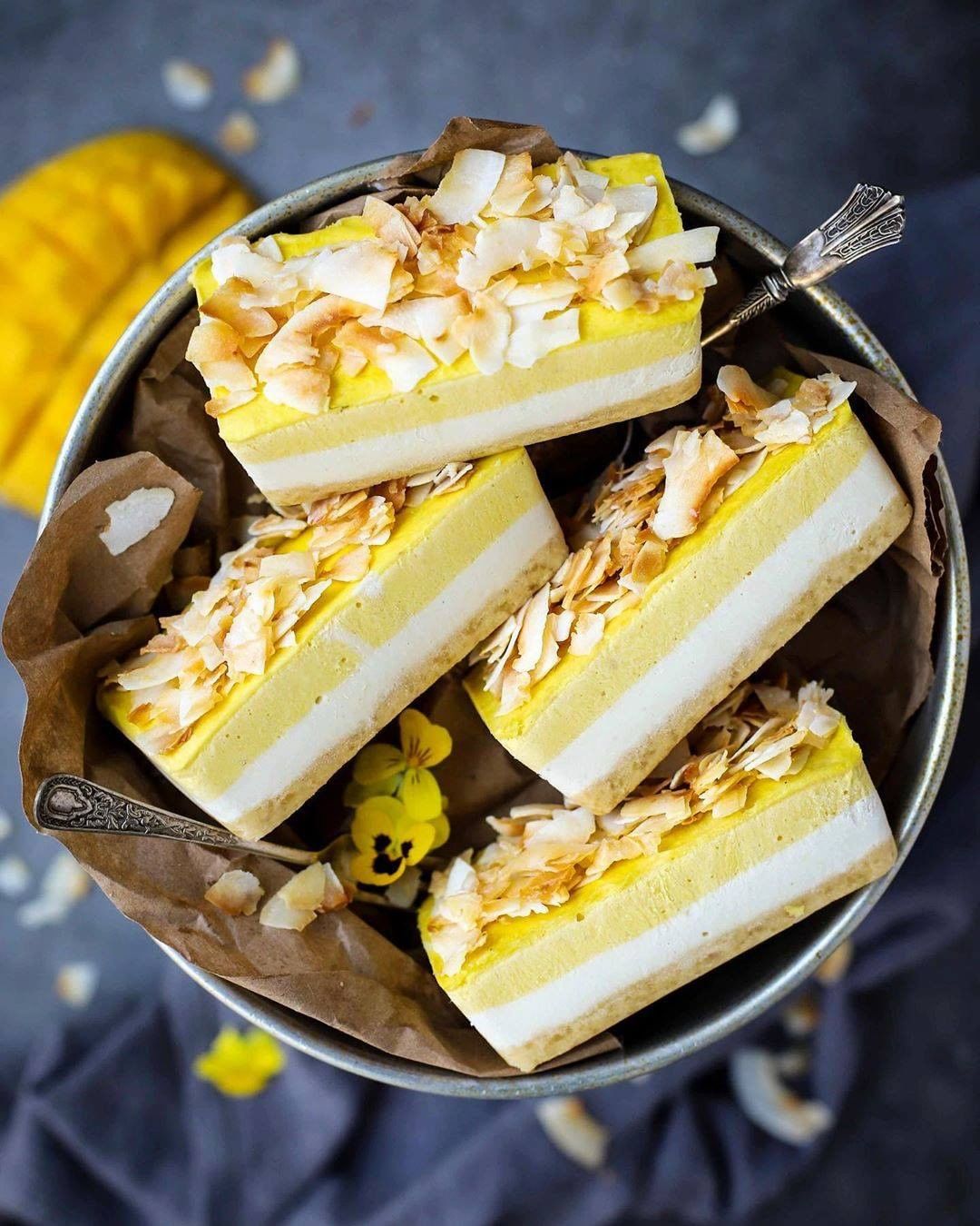 Mango and Toasted Coconut Cheesecake Bars
