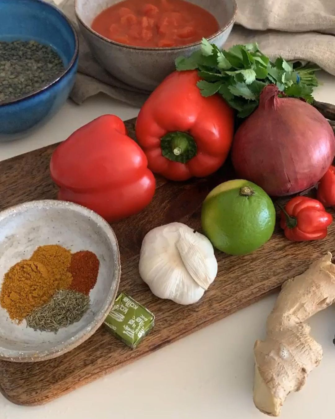 Red Pepper Scotch Bonnet Stewed Lentils