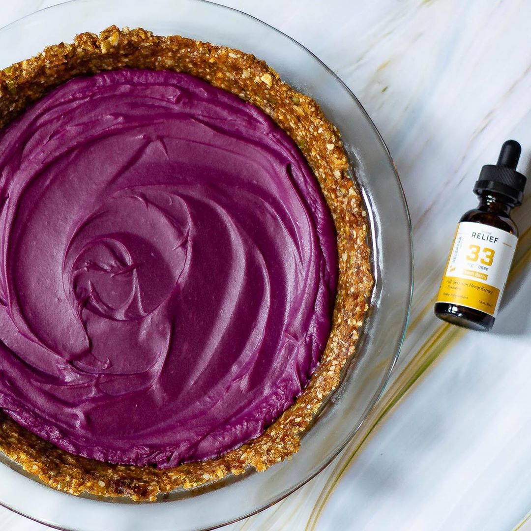No Bake Vegan Gluten Free CBD Ube Pie
