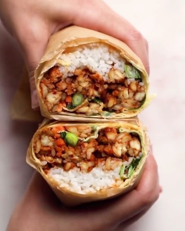 Korean BBQ Tempeh Burritos