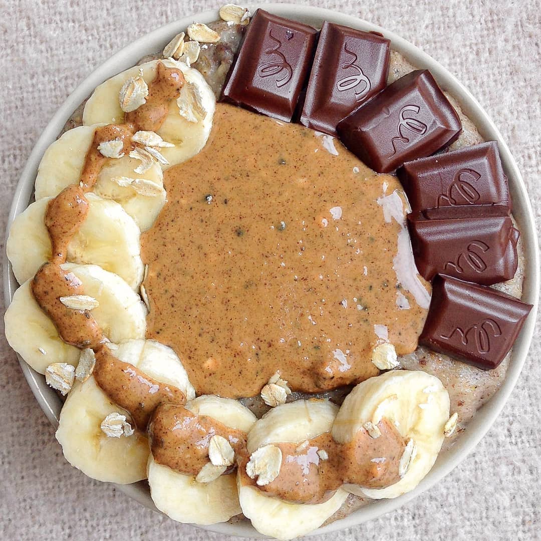 Banana Chocolate and Almond Butter Oatmeal