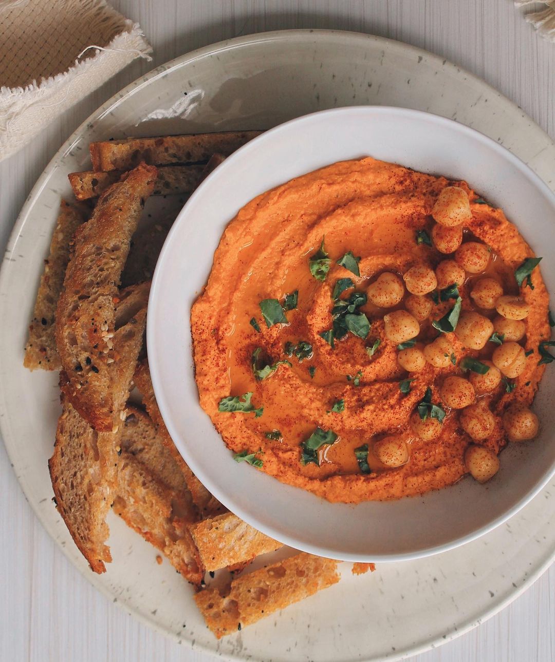 Homemade Roasted Red Hummus