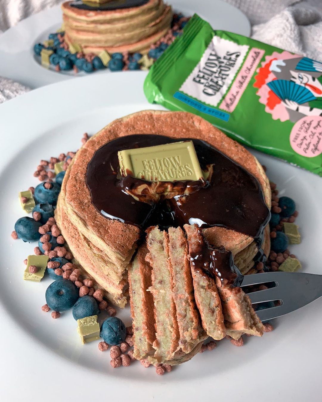 Matcha Courgette White Chocolate Pancakes